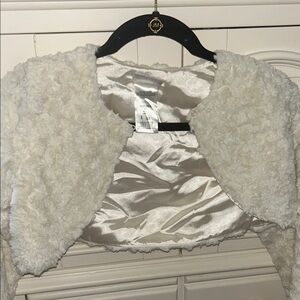 Kids White Faux Fur Bolero Jacket